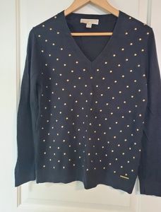 Michael Kors Black sweater top w/ Gold studs